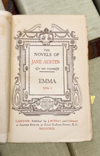 1882 The Novels of Jane Austen : Dent : First Edition Thus except Emma : VG