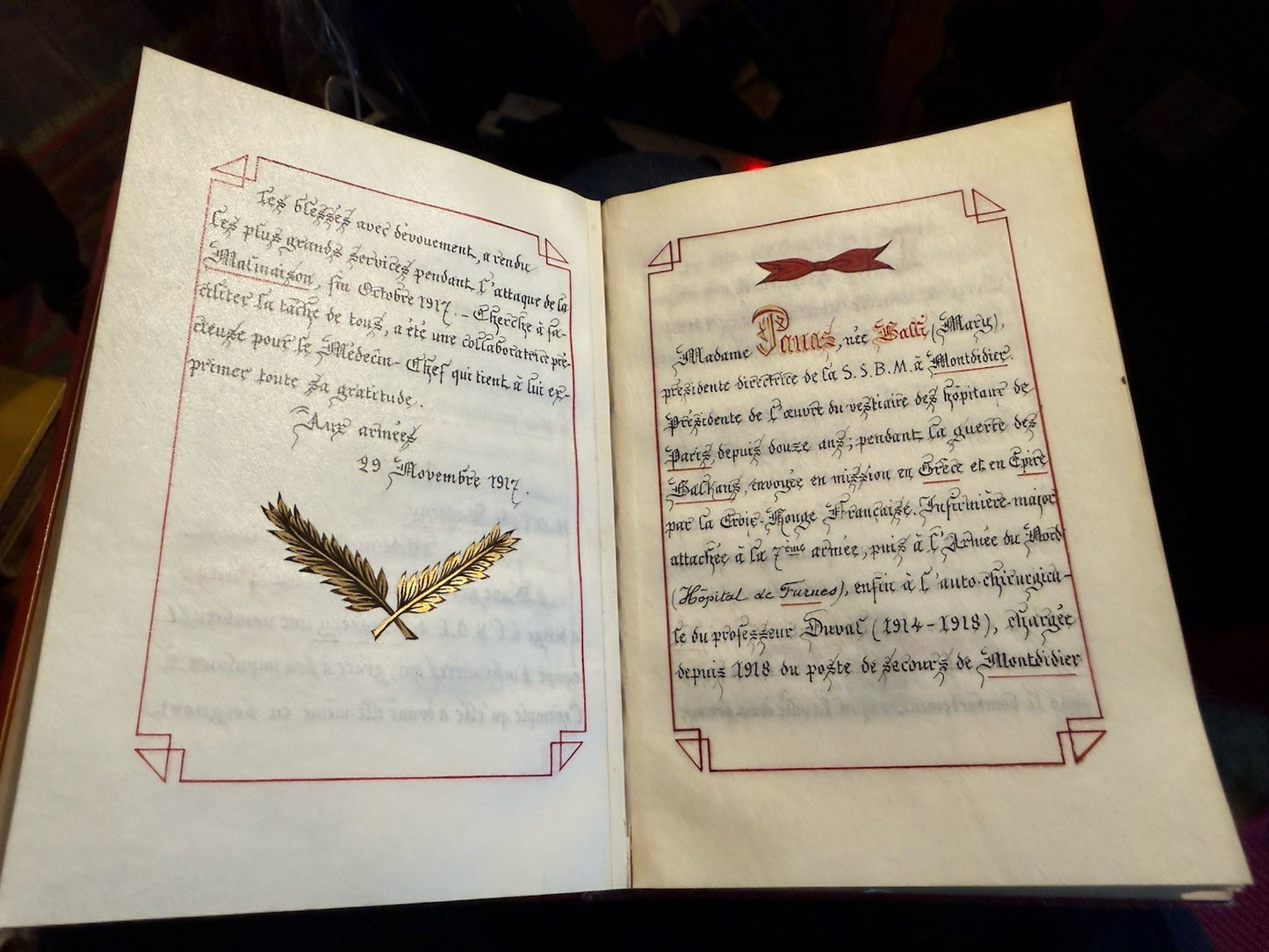 Illuminated Manuscript : Red Cross Nurse : Florence Nightingale Award : WWI