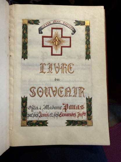 Illuminated Manuscript : Red Cross Nurse : Florence Nightingale Award : WWI