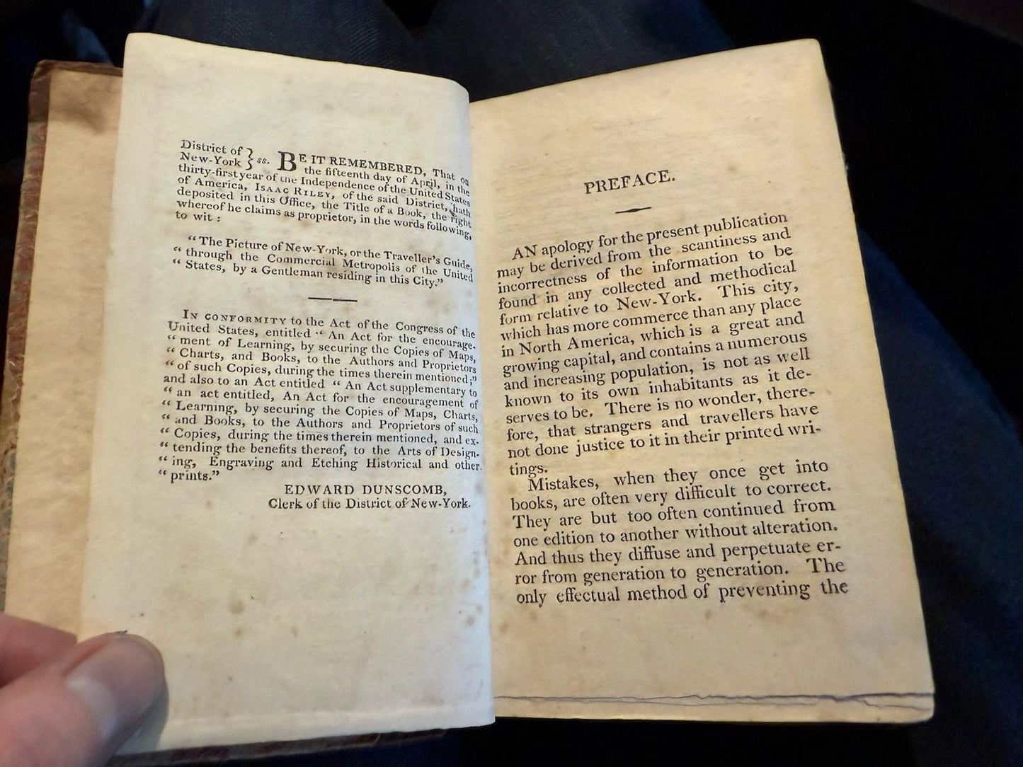 1807 The Picture of New York : Travellers Guide Through Commercial Metropolis