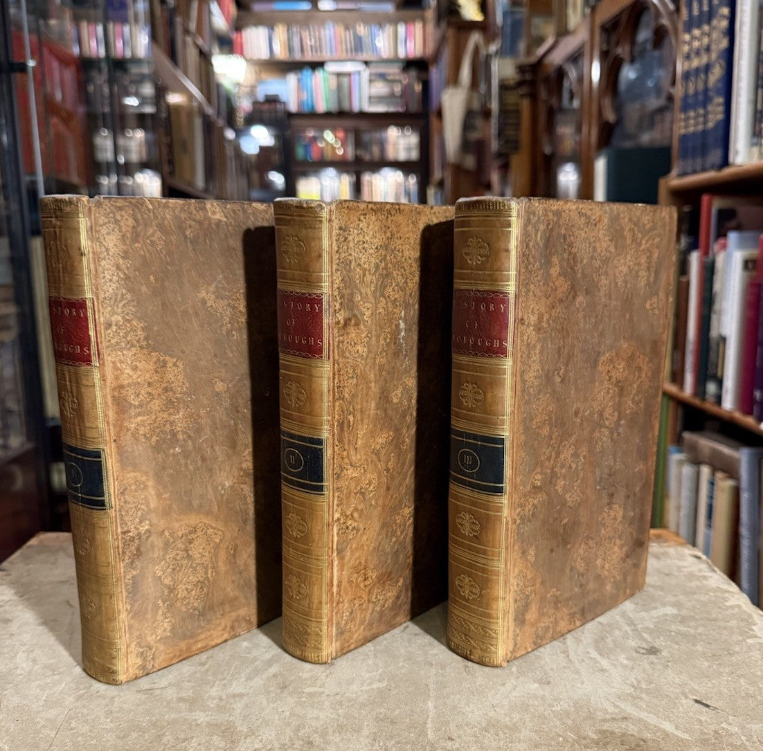 1792 Oldfield HISTORY of BOROUGHS of GREAT BRITAIN, 3 Vols, FINE TREE CALF
