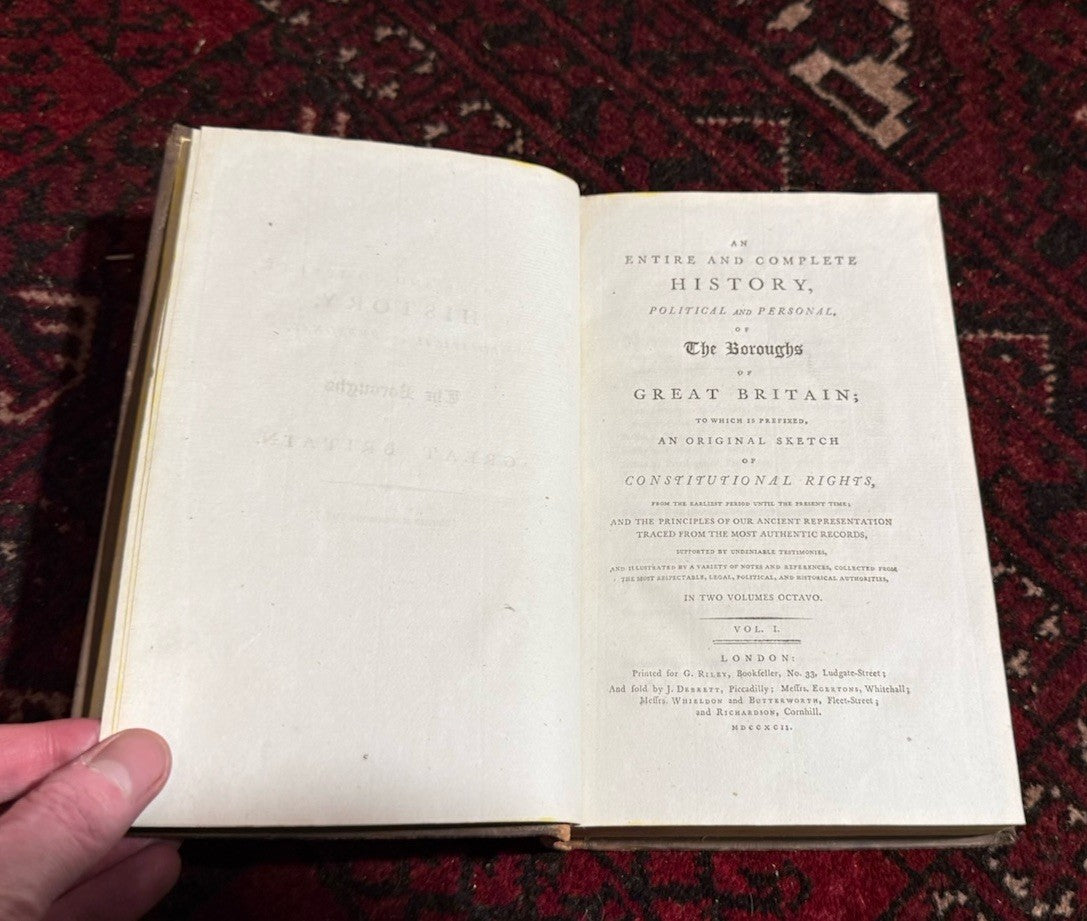 1792 Oldfield HISTORY of BOROUGHS of GREAT BRITAIN, 3 Vols, FINE TREE CALF