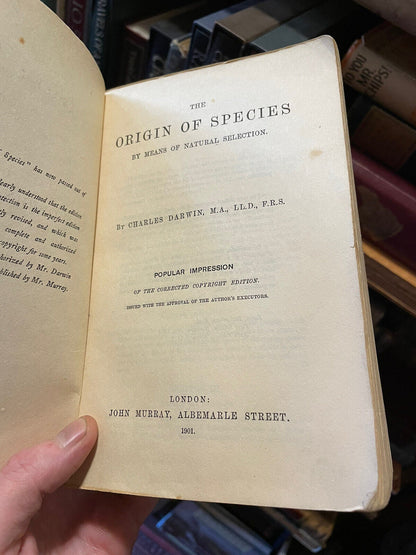 THE ORIGIN OF SPECIES: Charles Darwin 1901 Scarce Paperback Edition