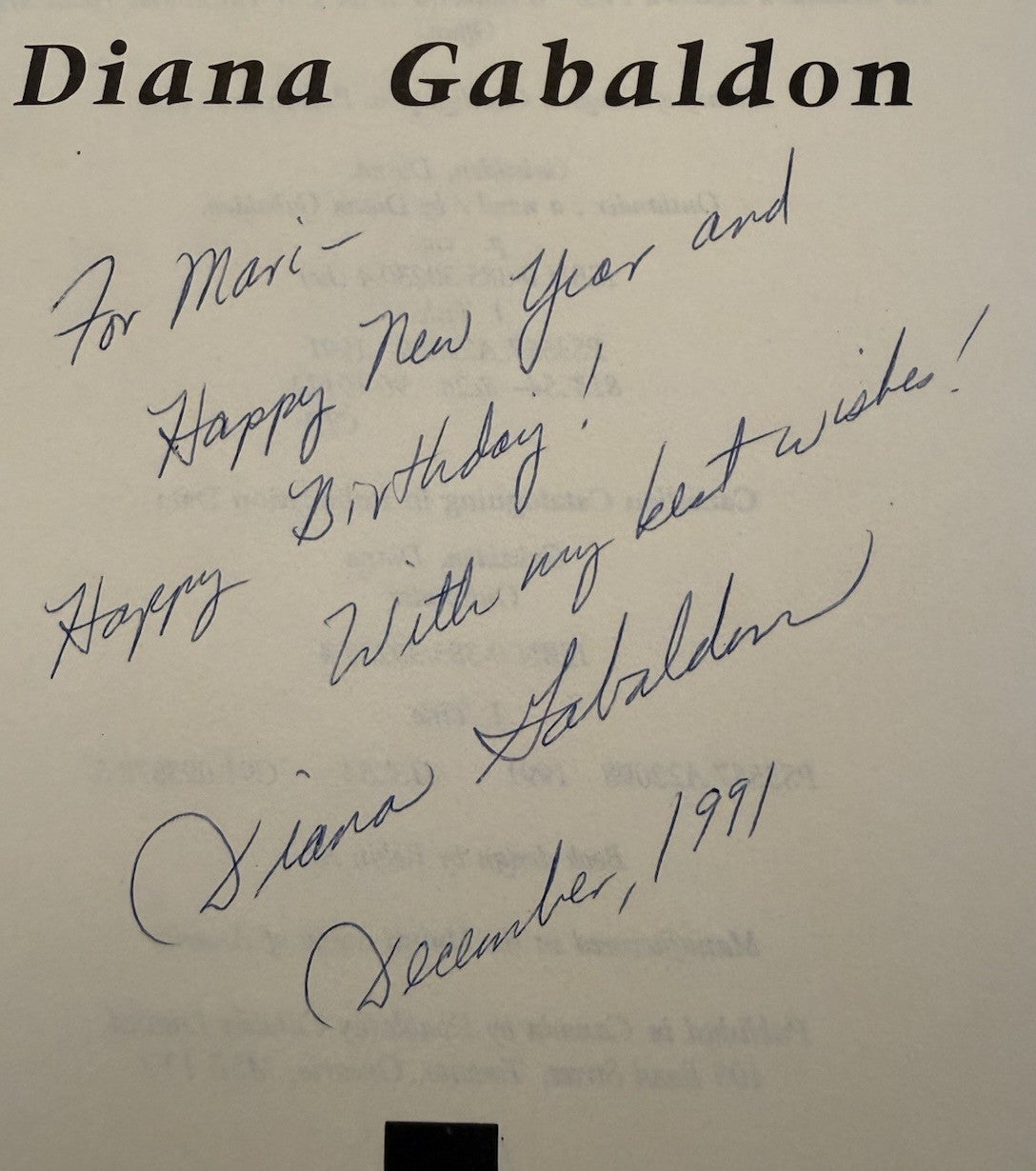 Outlander : Diana Gabaldon : 1st/1st Edition : Inscribed & Signed by the Author