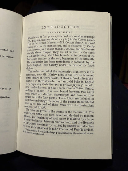 Pearl : Edited by E V Gordon ( with JRR Tolkien ) Middle English Peom