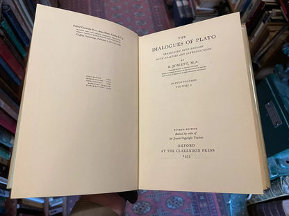 The Dialogues of Plato (4 Volumes) Jowett : Clarendon 4th Edition : Philiosophy