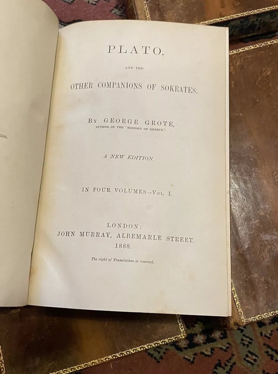 1888 Plato and the Other Companions of Socrates (4 vols) Henry Sotheran