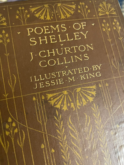 c1900 POEMS OF SHELLEY Caxton JESSIE M. KING (8 Plates) Art Nouveau Covers VGC