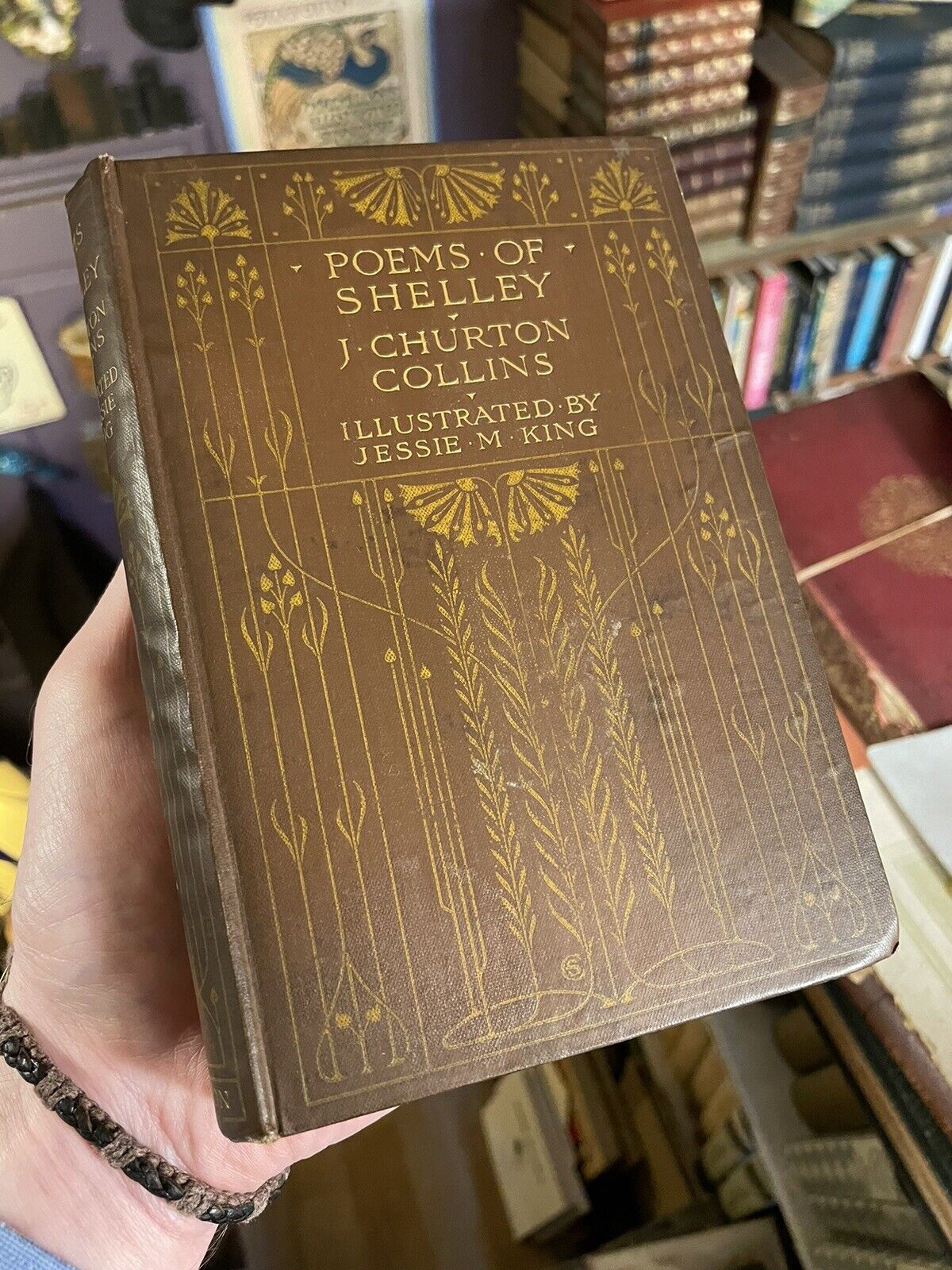 c1900 POEMS OF SHELLEY Caxton JESSIE M. KING (8 Plates) Art Nouveau Covers VGC