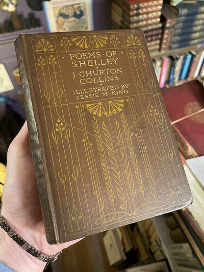 c1900 POEMS OF SHELLEY Caxton JESSIE M. KING (8 Plates) Art Nouveau Covers VGC