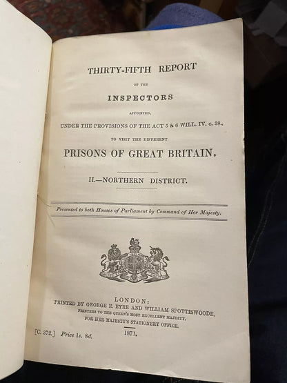 1871 Thirty-Fifth Report of the Inspectors of the Prisons of Great Britain