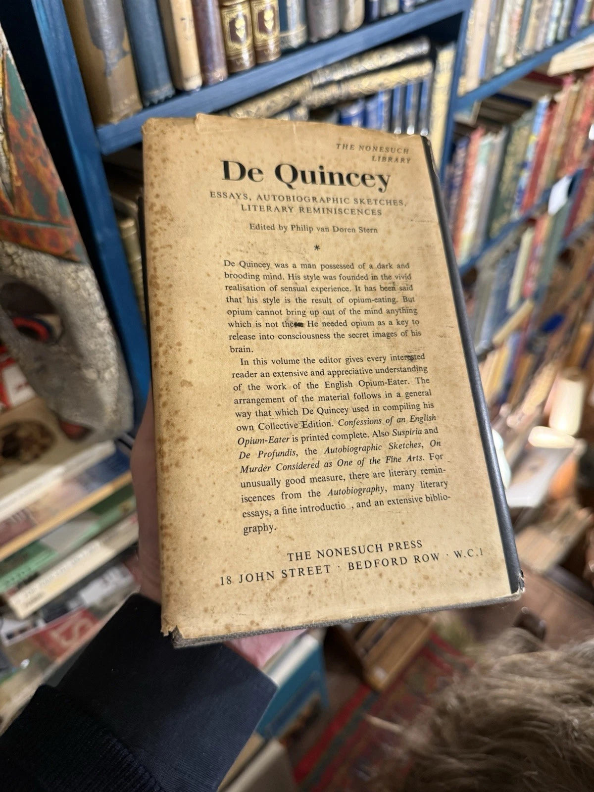 c1937 Selected Writings of Thomas De Quincey : Nonesuch Press in DJ