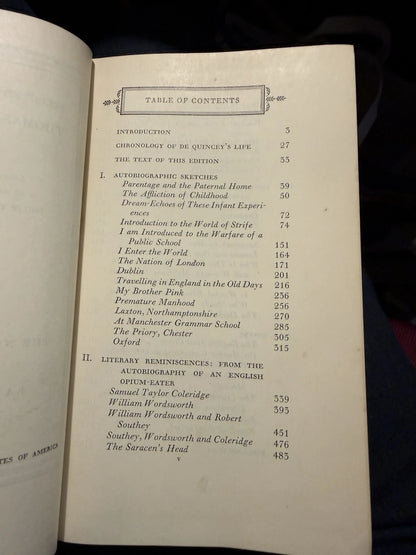 c1937 Selected Writings of Thomas De Quincey : Nonesuch Press in DJ
