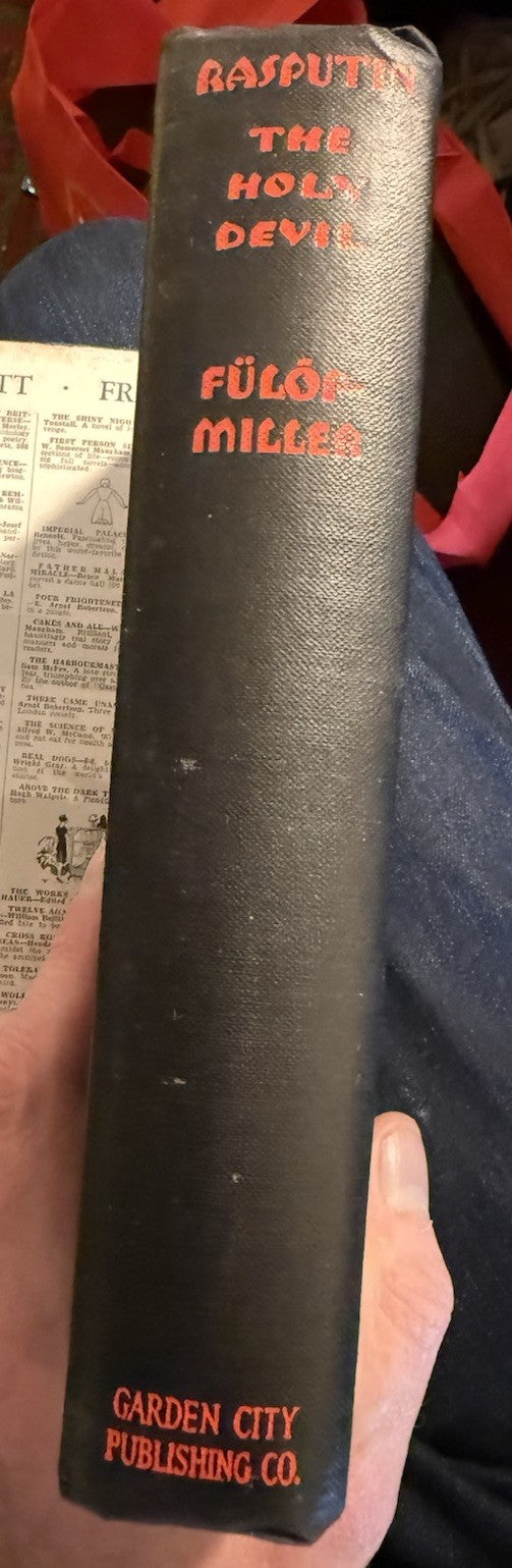 1928 Rasputin, the Holy Devil : Rene Fulop-Miller : 1st Ed in VG Dust Jacket