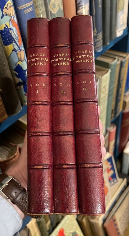 The Poetical Works of Robert Burns (3 Vols complete) Leather Bindings