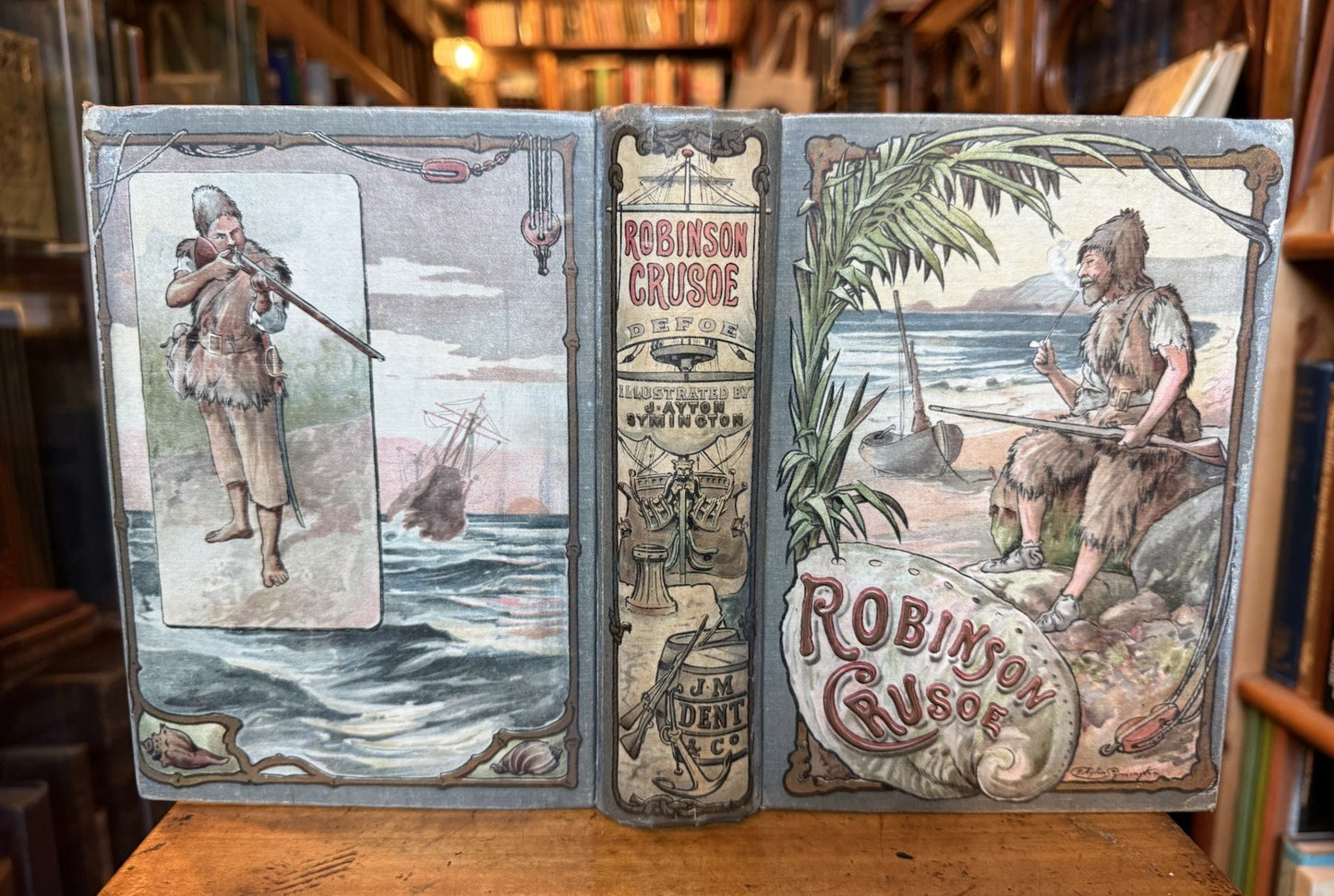 1919 Robinson Crusoe : Daniel Defoe : Decorative Binding : Symington