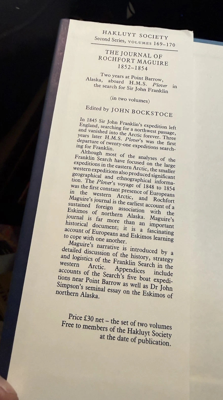 The Journal of Rochfort Maguire, 1852-1854 (2 Vols) Hakluyt Society