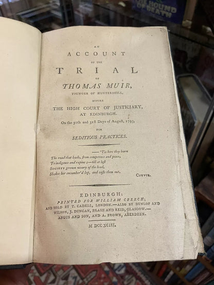 1793 Trial of Thomas Muir : Scottish Radical : Scotland : Criminal Law