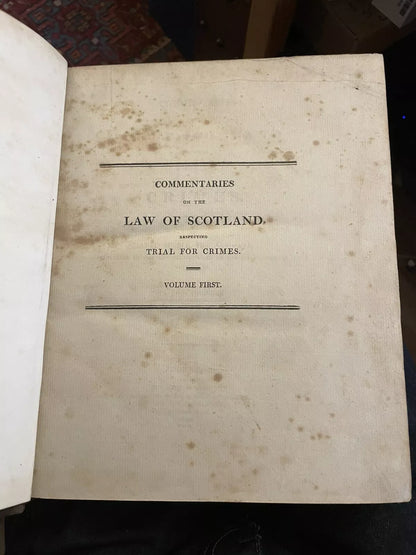 David Hume : Commentaries on the Law of Scotland : Trial for Crimes 1800