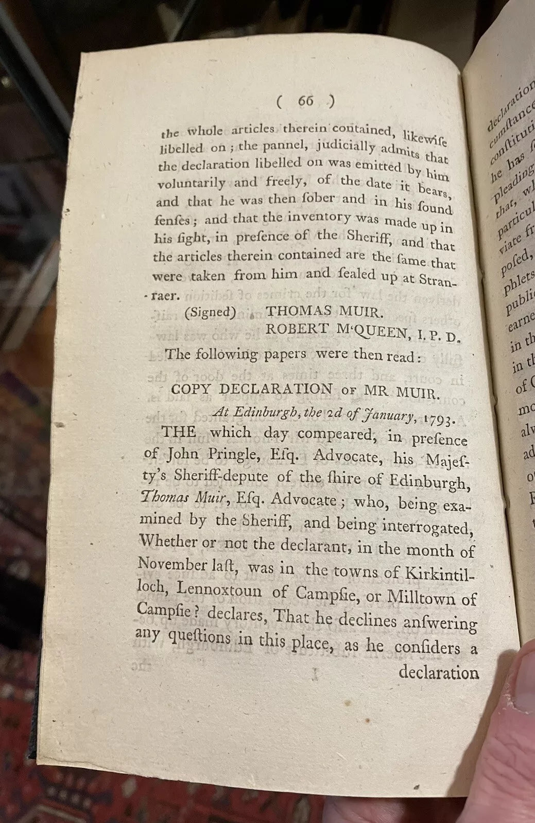 1793 Trial of Thomas Muir : Scottish Radical : Scotland : Criminal Law