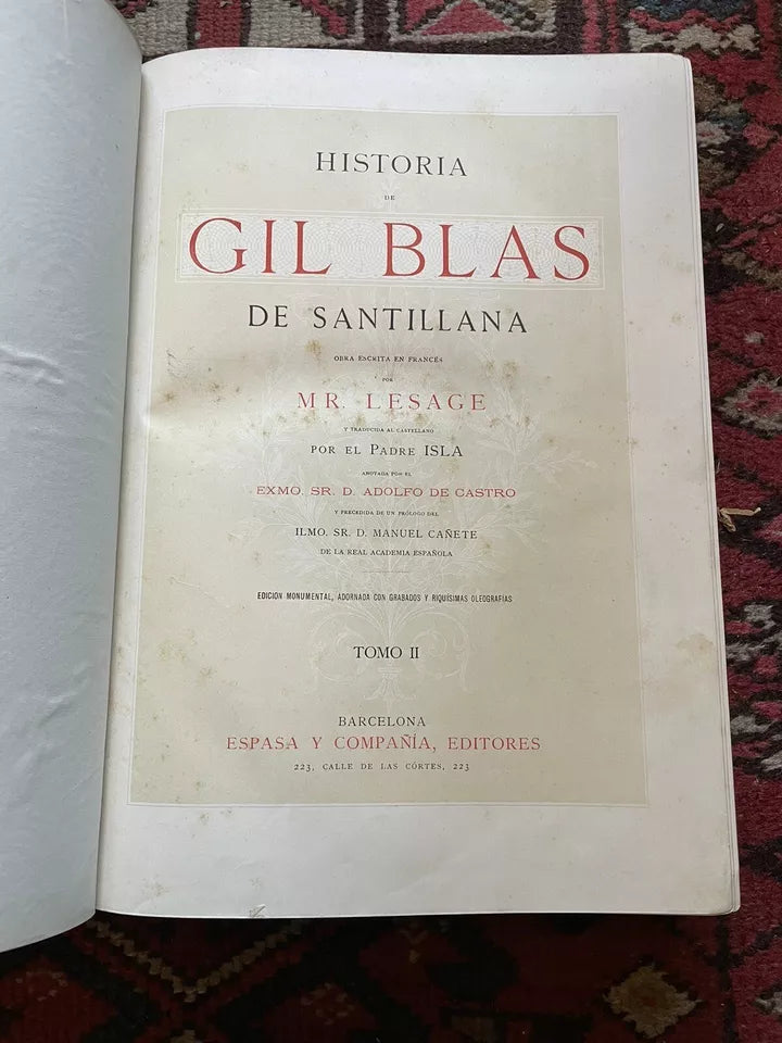 Alain-René Lesage HISTORIA DE GIL BLAS DE SANTILLANA (2 Vols) CHROMOLITHOGRAPHS