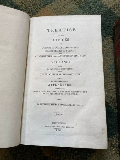 1806 Treatise On the Offices of Justice of Peace : Gilbert Hutcheson