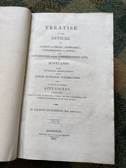 1806 Treatise On the Offices of Justice of Peace : Gilbert Hutcheson