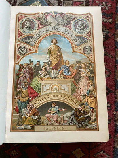 Alain-René Lesage HISTORIA DE GIL BLAS DE SANTILLANA (2 Vols) CHROMOLITHOGRAPHS