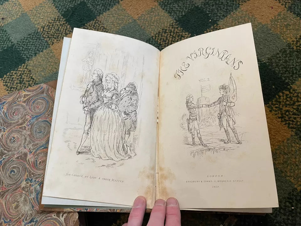 W M Thackeray : The Virginians (2 Vols) 1st Edition 1859 : Leather Bindings