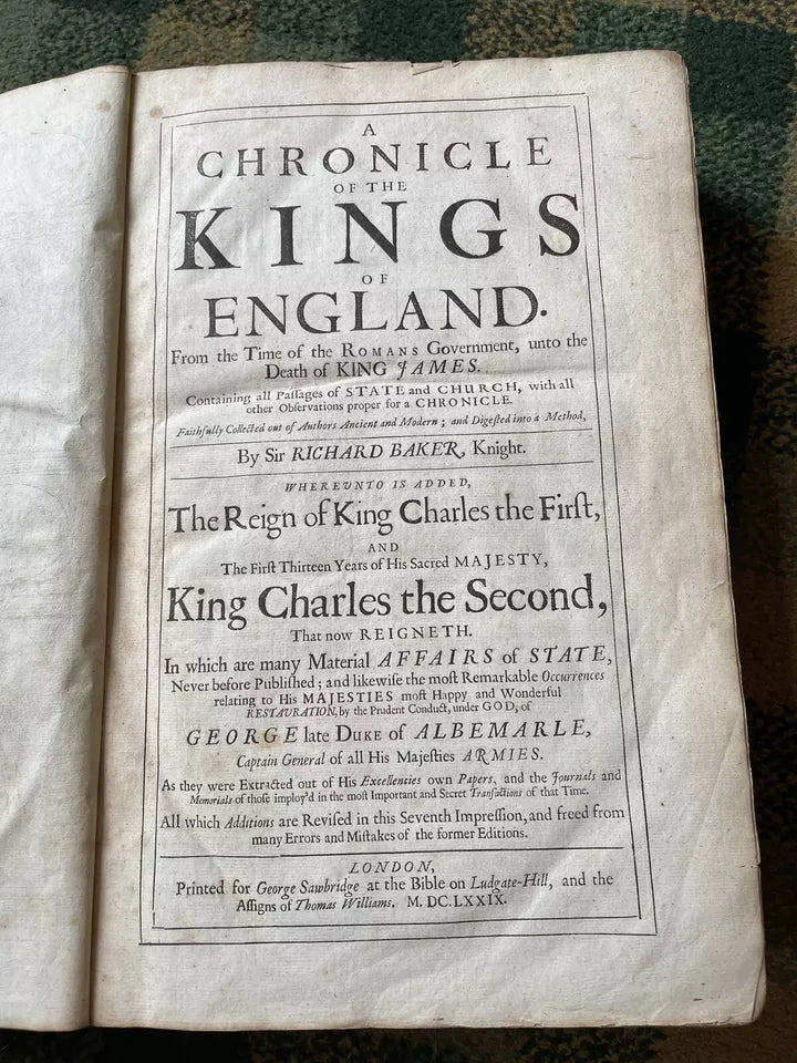 1679 Baker's Chronicles of the Kings of England : Dragons Monsters Wars