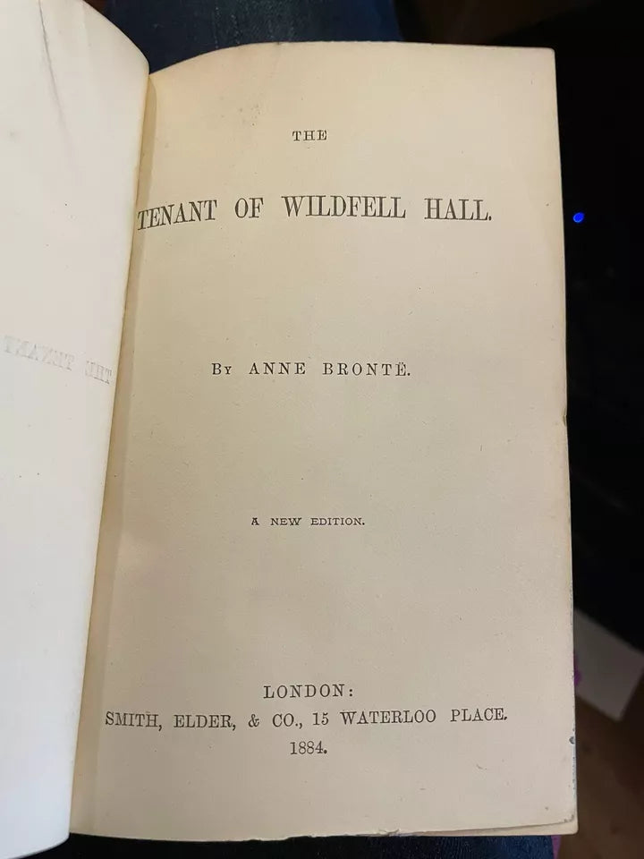 1884 Anne Bronte : The Tenant of Wildfell Hall : Antique Leather Binding