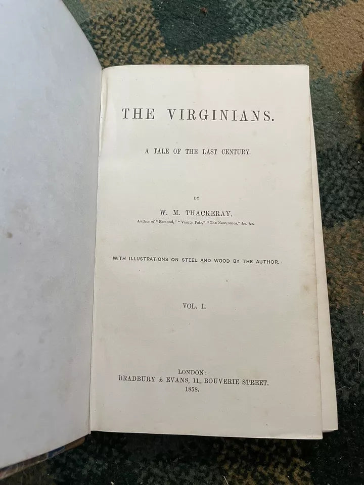 W M Thackeray : The Virginians (2 Vols) 1st Edition 1859 : Leather Bindings