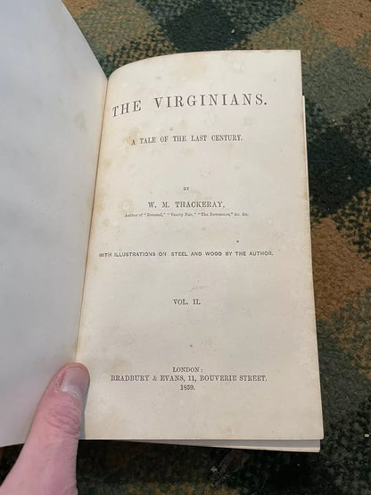 W M Thackeray : The Virginians (2 Vols) 1st Edition 1859 : Leather Bindings