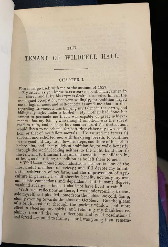 1884 Anne Bronte : The Tenant of Wildfell Hall : Antique Leather Binding