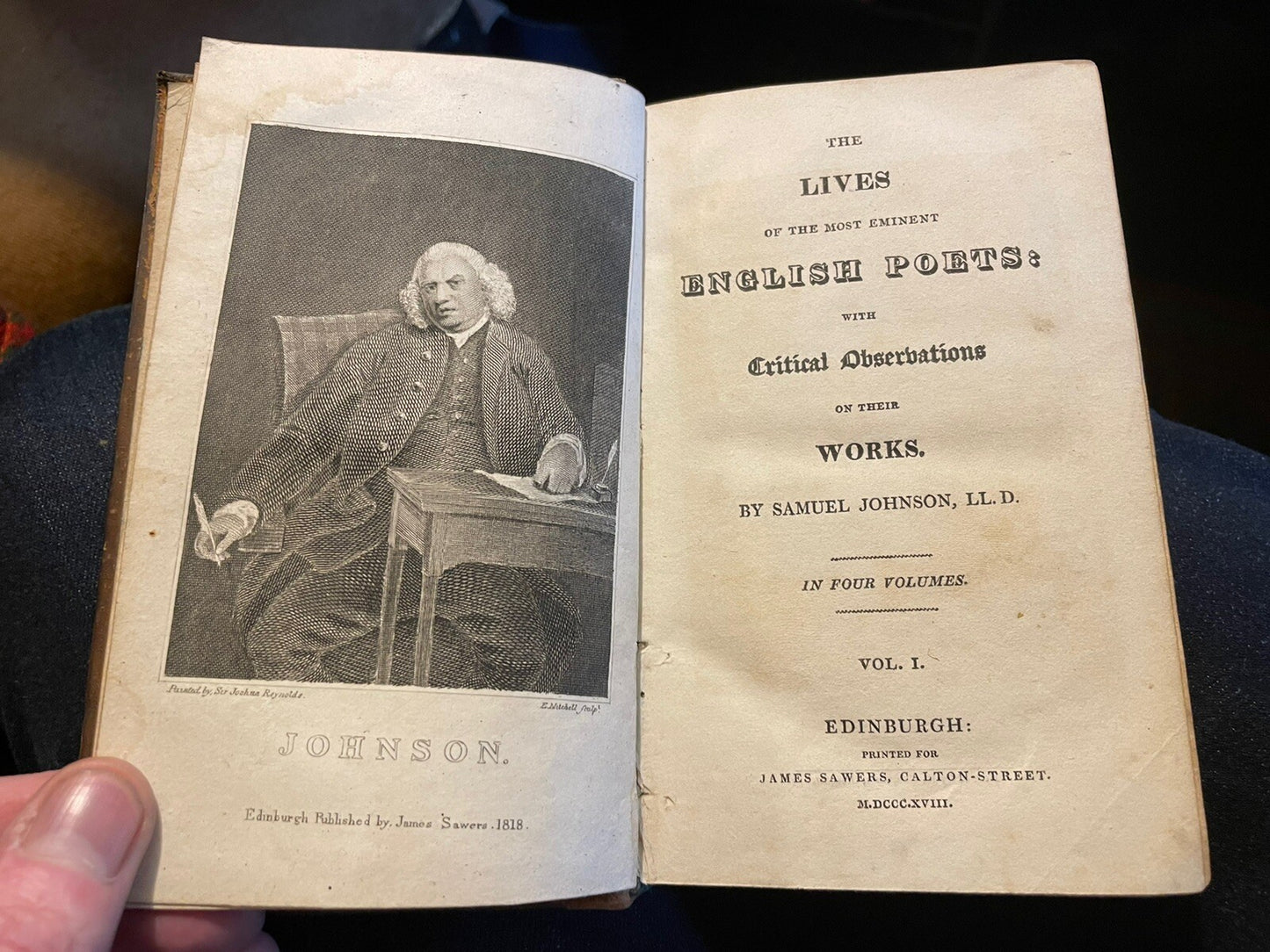 1818 Samuel Johnson : Lives of the Most Eminent English Poets (4 Volumes)
