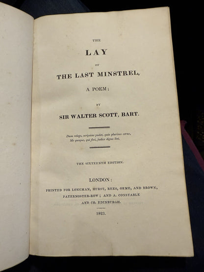 1823 Sir Walter Scott : Lay of the Last Minstrel : A Poem : Fine Leather Binding