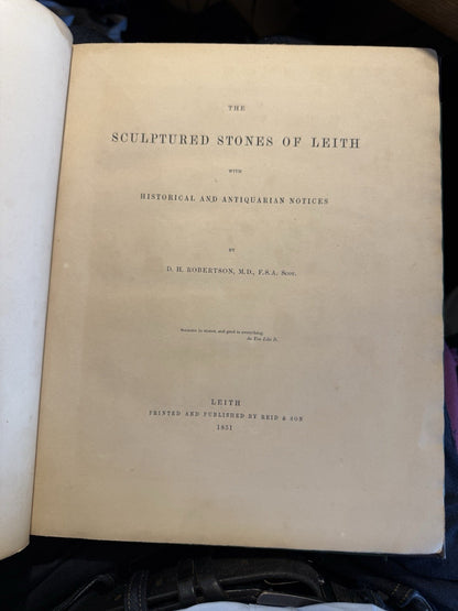 1851 Antiquities of Leith : Sculptured Stones of Leith : Edinburgh : Robertson