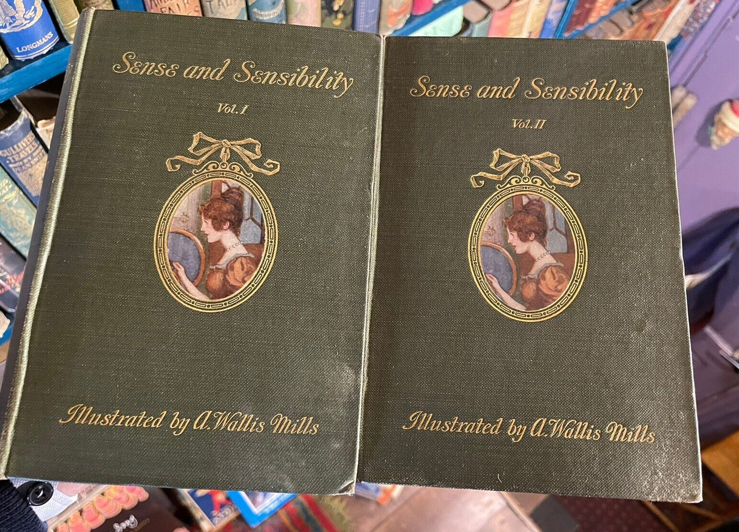 1908 Jane Austen : Sense and Sensibility (2 Volumes) Illus by A Wallis Mills