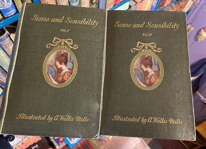 1908 Jane Austen : Sense and Sensibility (2 Volumes) Illus by A Wallis Mills