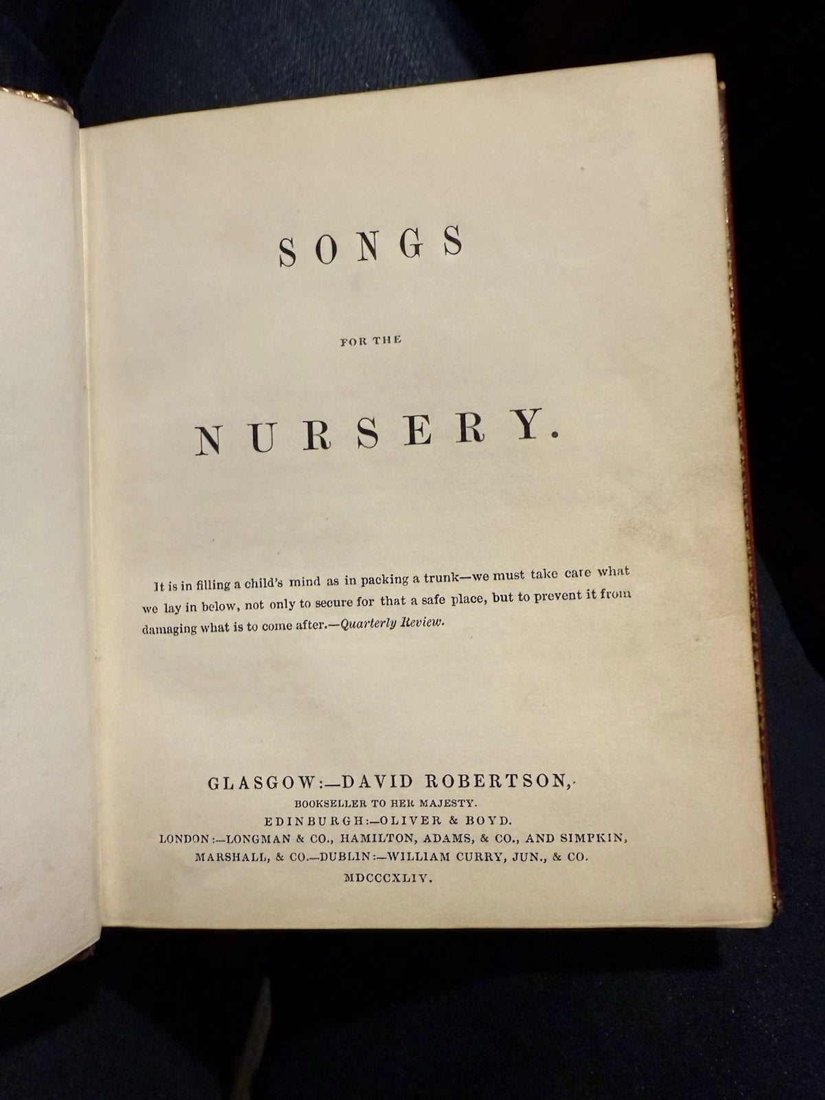 1844 Songs for the Nursery : David Robertson : Scottish Doric Children's Book