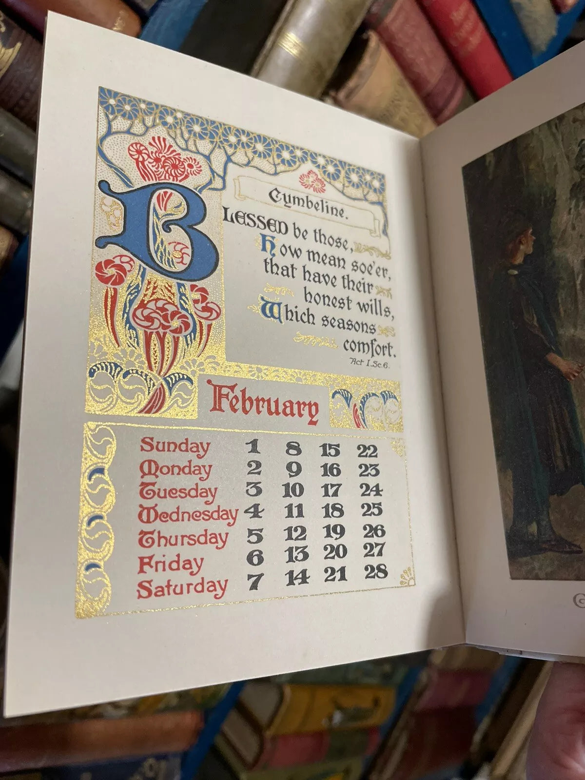 1914 Shakespeare Calendar for 1914 : Ernest Nister Colour Lithographs & Gilt