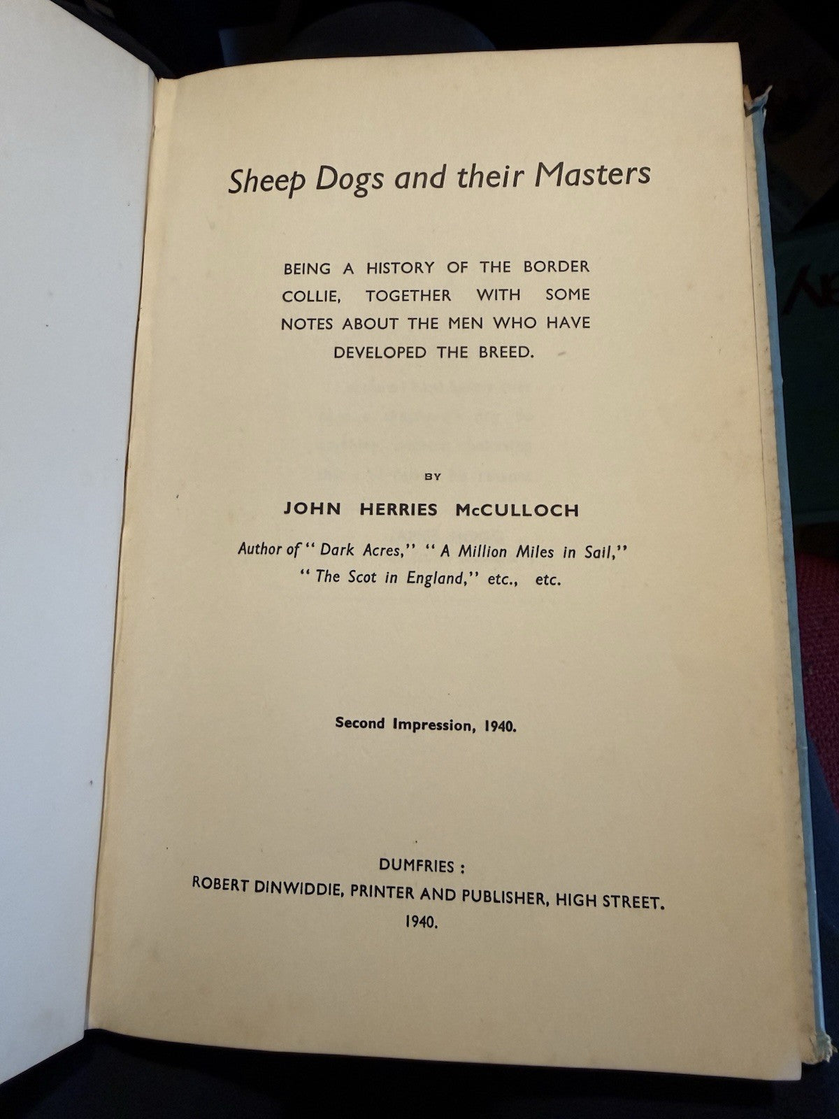 Sheep Dogs and their Masters : J Herries McCulloch : Genealogical Chart 1940