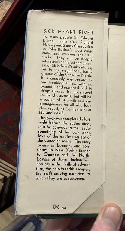 John Buchan : Sick Heart River : First Edition 1941 : Hardback in Dust Jacket