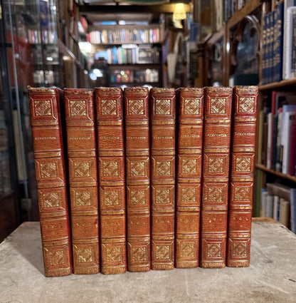 1819 Addison : THE SPECTATOR, (8 Volumes) FULL PERIOD MOROCCO GILT BINDINGS