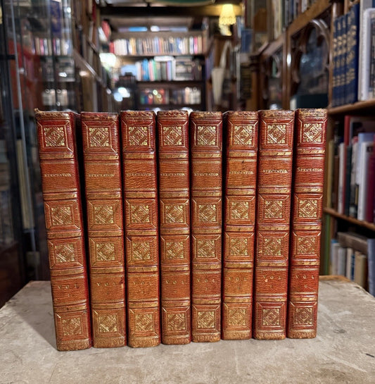 1819 Addison : THE SPECTATOR, (8 Volumes) FULL PERIOD MOROCCO GILT BINDINGS
