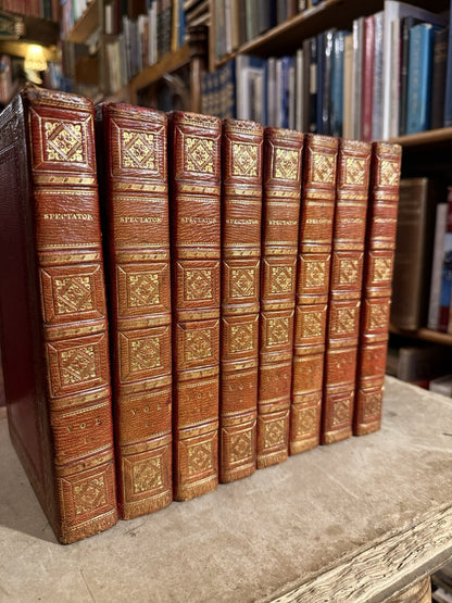 1819 Addison : THE SPECTATOR, (8 Volumes) FULL PERIOD MOROCCO GILT BINDINGS