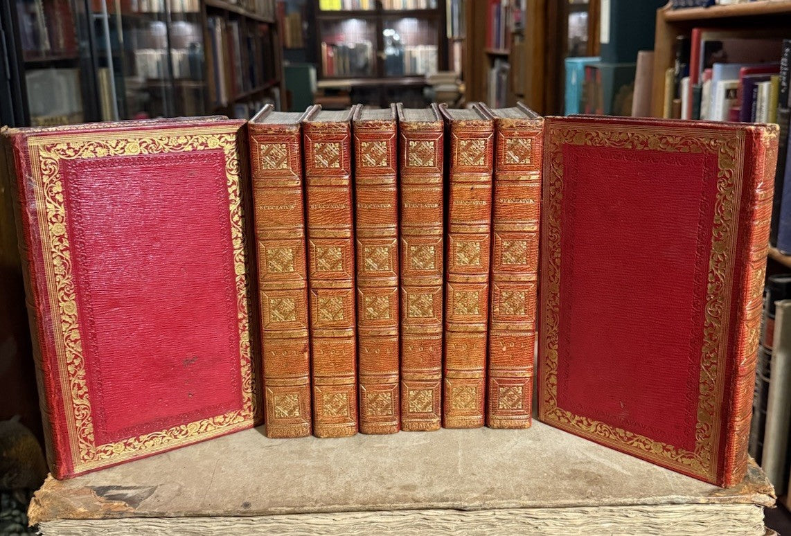 1819 Addison : THE SPECTATOR, (8 Volumes) FULL PERIOD MOROCCO GILT BINDINGS
