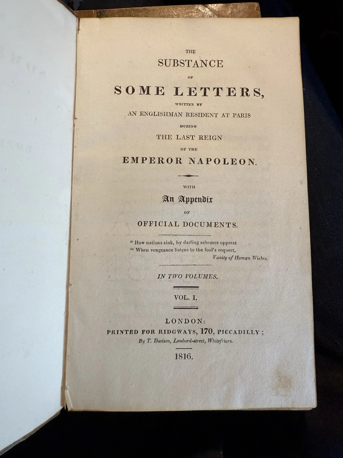 1816 The Substance of Some Letters Written by an Englishman at Paris