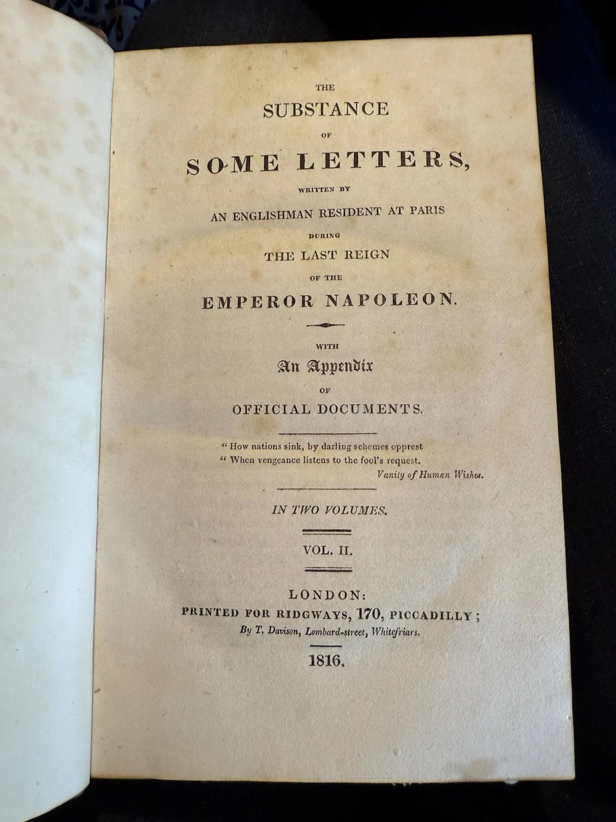 1816 The Substance of Some Letters Written by an Englishman at Paris