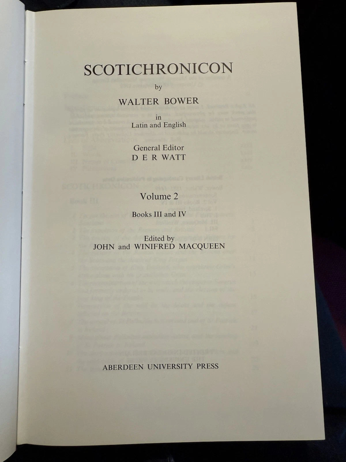 Scotichronicon (Vol 2 Books III and IV) Walter Bower, 1989 Medieval Scotland